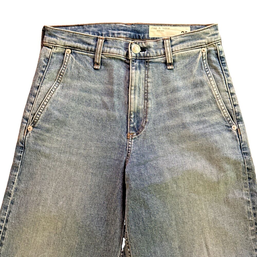 rag & bone Light Blue Wide Leg Flare Jeans - Picture 4 of 16